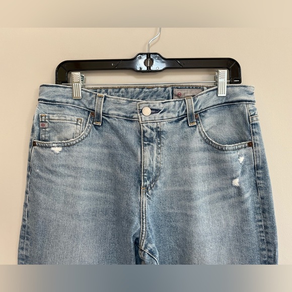 AG Jeans Contour 360° Angeline High Rise Flare Stretch Raw Hem Blue Jeans, 30 - Picture 3 of 10